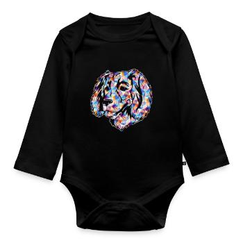 Boykin Spaniel Dog Geometric - Organic Longsleeve Baby Bodysuit - black - Front