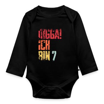 7. Geburtstag 7 Jahre Geschenk Spruch - Baby Bio-Langarm-Body - Schwarz - Vorne