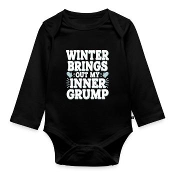 Winter-grumpy-cold-weather-complaints - Organic Longsleeve Baby Bodysuit - black - Front