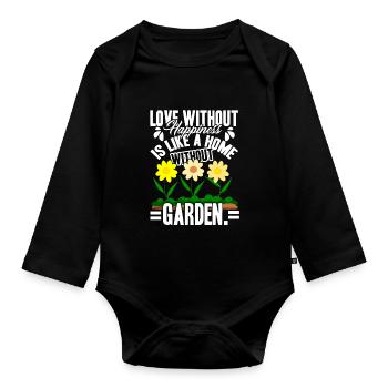 Gardening Home Without Garden - Organic Longsleeve Baby Bodysuit - black - Front