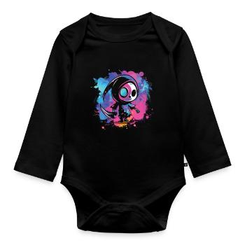 Kawaii Reaper Pastel Goth Cute Anime - Baby Bio-Langarm-Body - Schwarz - Vorne