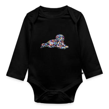 Lhasa Apso Geometric - Organic Longsleeve Baby Bodysuit - black - Front