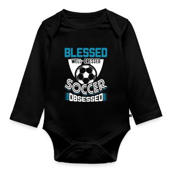 Soccer Well Dressed Soccer Obsessed - Organic Longsleeve Baby Bodysuit - black - Front