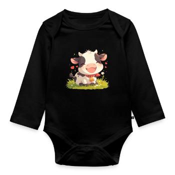 Cows Cow - Organic Longsleeve Baby Bodysuit - black - Front