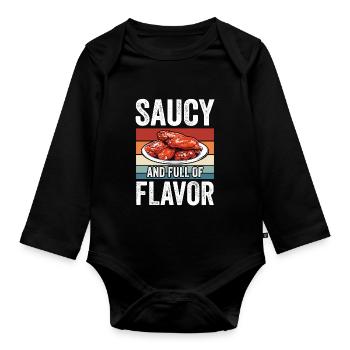 Vintage Frittiertes Hühnchen Saucy Full Of Flavor - Baby Bio-Langarm-Body - Schwarz - Vorne