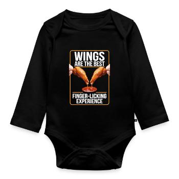 Les ailes sont la meilleure expérience de léchage de doigts - Body Bébé bio manches longues - noir - Devant