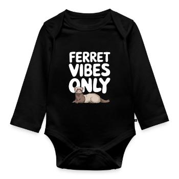 Frettchenbesitzer, Frettchenliebhaber, Süßes - Baby Bio-Langarm-Body - Schwarz - Vorne