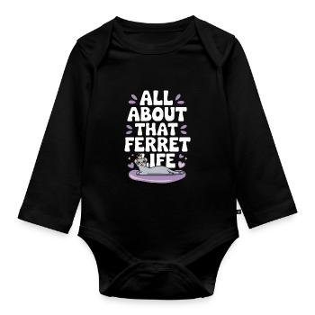 Frettchenbesitzer, Frettchenliebhaber, Süßes - Baby Bio-Langarm-Body - Schwarz - Vorne