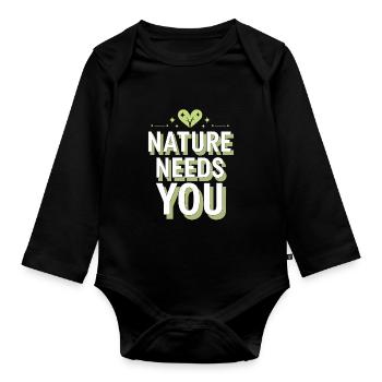 Climate optimism, Earth Day, Sustainability - Organic Longsleeve Baby Bodysuit - black - Front