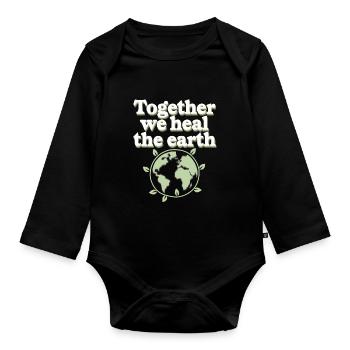 Optimisme climatique, Jour de la Terre, Durabilité - Body Bébé bio manches longues - noir - Devant