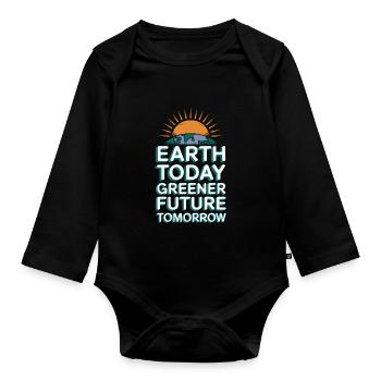 Climate optimism, Earth Day, Sustainability - Organic Longsleeve Baby Bodysuit - black - Front