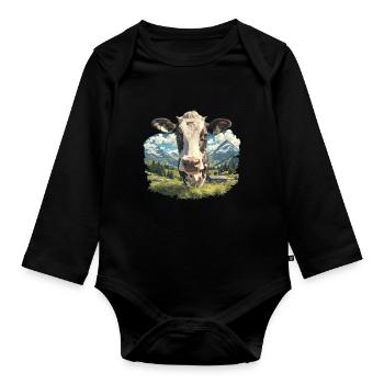 Cows Cow - Organic Longsleeve Baby Bodysuit - black - Front