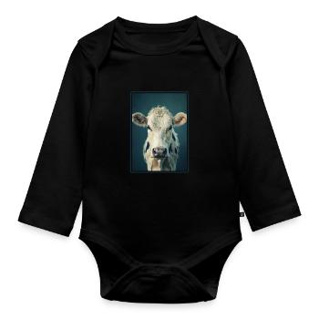 Cows Cow - Organic Longsleeve Baby Bodysuit - black - Front
