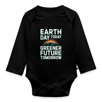 Climate optimism, Earth Day, Sustainability - Organic Longsleeve Baby Bodysuit - black - Front