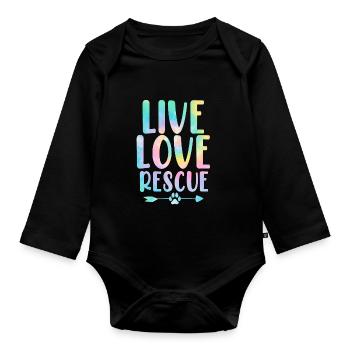 Live Love Sauvetage Sauver des animaux Tie Dye Drôle Animal de compagnie - Body Bébé bio manches longues - noir - Devant