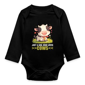 Cows Cow - Organic Longsleeve Baby Bodysuit - black - Front