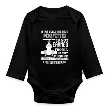 Pipefitter Forever The Title Pipefitter - Organic Longsleeve Baby Bodysuit - black - Front