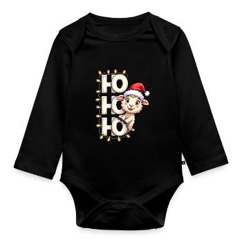 ho ho ho - schaf spruch - Weihnachtshemd - Baby Bio-Langarm-Body - Schwarz - Vorne