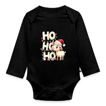 ho ho ho schaf spruch weihnachts hemden für männer - Baby Bio-Langarm-Body - Schwarz - Vorne