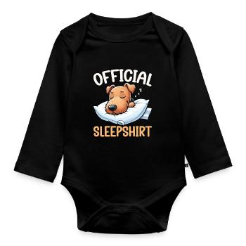 Offizieller Schlafhaus Airedale Terrier - Baby Bio-Langarm-Body - Schwarz - Vorne