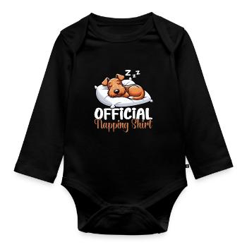 Offizieller Schlafhaus Airedale Terrier - Baby Bio-Langarm-Body - Schwarz - Vorne