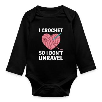 Crochet Saying Wool Funny Crochet Gift - Organic Longsleeve Baby Bodysuit - black - Front