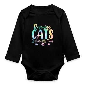 Rescuing Cats Is Kinda My Thing Cat Tie Dye - Organic Longsleeve Baby Bodysuit - black - Front