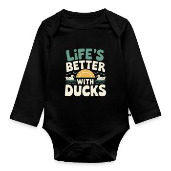 propriétaires de canards domestiques, amoureux des canards, - Body Bébé bio manches longues - noir - Devant