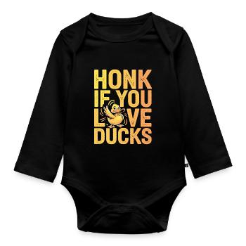 propriétaires de canards domestiques, amoureux des canards, - Body Bébé bio manches longues - noir - Devant