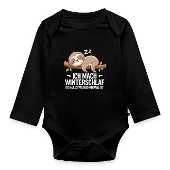 Ich Mach Winterschlaf Bis Alles Wieder Normal Ist - Baby Bio-Langarm-Body - Schwarz - Vorne