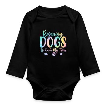Sauver des chiens, c’est un peu mon truc Dog Tie Dye - Body Bébé bio manches longues - noir - Devant