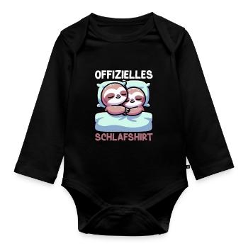 Official Sleep Shirt Sloth Late Riser - Organic Longsleeve Baby Bodysuit - black - Front