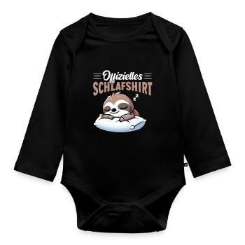 Official Sleep Shirt Sloth Late Riser - Organic Longsleeve Baby Bodysuit - black - Front
