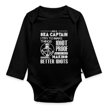 Sea Captain I am A Sea Captain - Organic Longsleeve Baby Bodysuit - black - Front