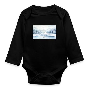Elegant skater in winter wonderland - Organic Longsleeve Baby Bodysuit - black - Front
