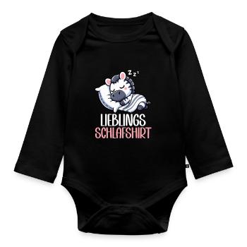 Official Sleep Shirt Zebra Pajamas Pajamas - Organic Longsleeve Baby Bodysuit - black - Front