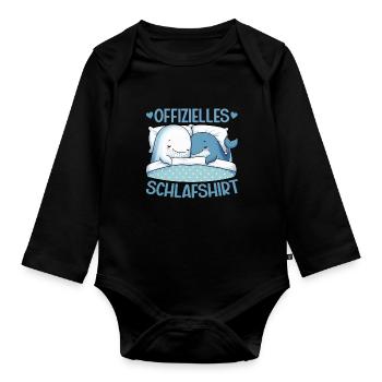 Official Sleep Shirt Whale Night Owls - Organic Longsleeve Baby Bodysuit - black - Front