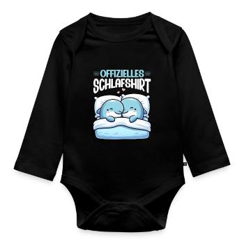 Official Sleep Shirt Dolphin Pajamas - Organic Longsleeve Baby Bodysuit - black - Front