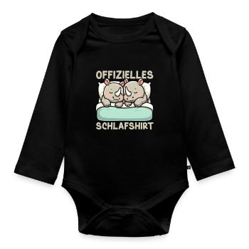 Official Sleeping Shirt Rhinoceros Late Riser - Organic Longsleeve Baby Bodysuit - black - Front