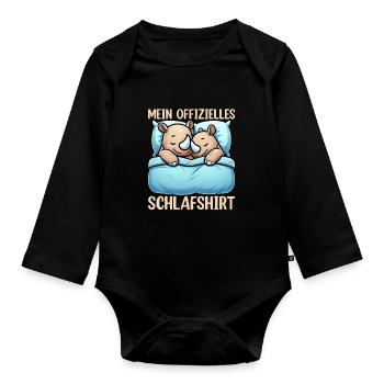 Official Sleeping Shirt Rhinoceros Late Riser - Organic Longsleeve Baby Bodysuit - black - Front