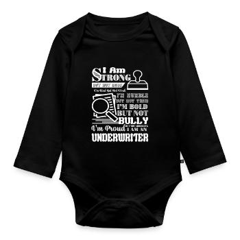 I Am Strong Underwriter - Organic Longsleeve Baby Bodysuit - black - Front