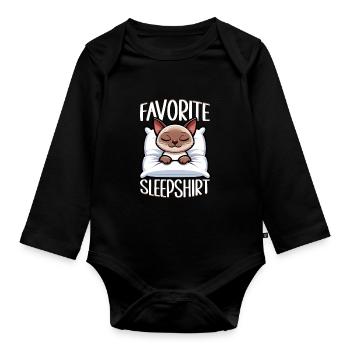 Chemise de nuit officielle Pyjama chat birman - Body Bébé bio manches longues - noir - Devant