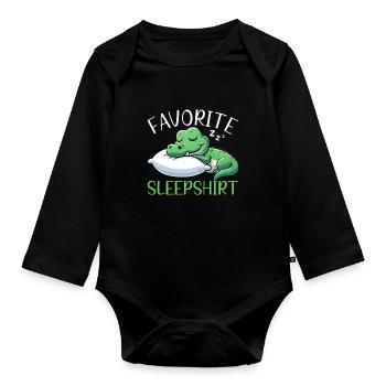 Official Sleeping House Crocodile Sleep Lovers - Organic Longsleeve Baby Bodysuit - black - Front