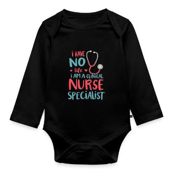 Specialist nurse - Organic Longsleeve Baby Bodysuit - black - Front