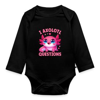Axolotl Süßer Amphibien -Haustierliebhaber Otaku - Baby Bio-Langarm-Body - Schwarz - Vorne