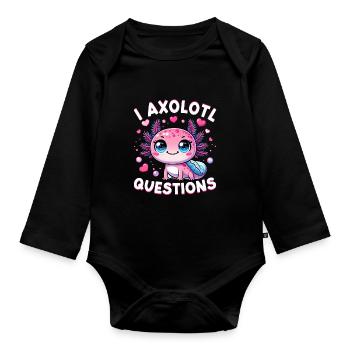 Axolotl Süßer Amphibien -Haustierliebhaber Otaku - Baby Bio-Langarm-Body - Schwarz - Vorne