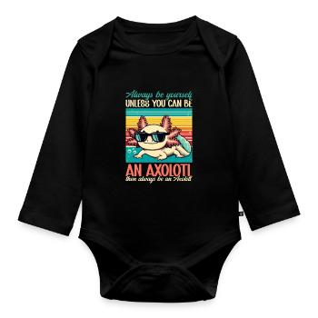 Axolotl Süßer Amphibien -Haustierliebhaber Otaku - Baby Bio-Langarm-Body - Schwarz - Vorne