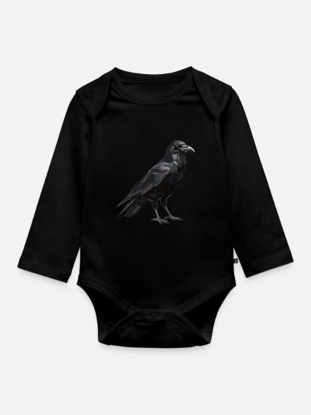 Krähen Krähe - Baby Bio-Langarm-Body - Schwarz