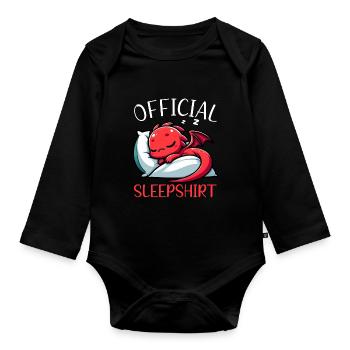 Official Sleeper Dragon Sweet Lazy - Organic Longsleeve Baby Bodysuit - black - Front