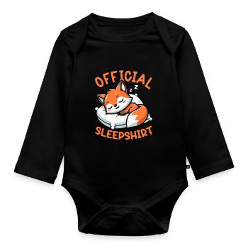 Official Sleeper Fox Cute Funny Lazy - Organic Longsleeve Baby Bodysuit - black - Front